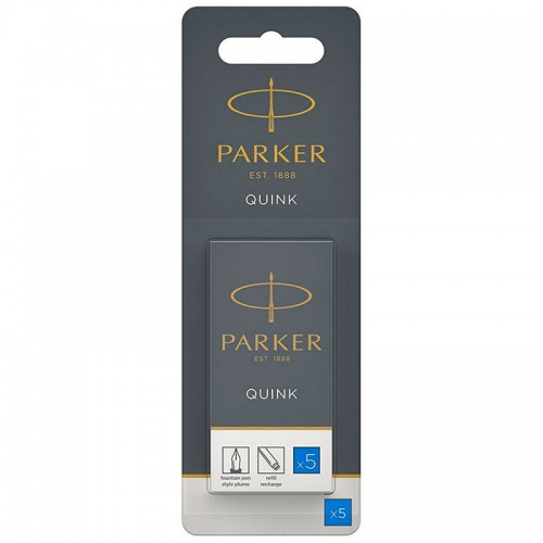 Синие неводостойкие картриджи Parker (Паркер) Quink Cartridges Washable Blue 5 шт в блистере