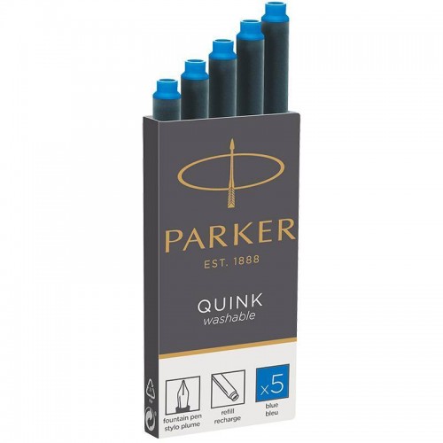 Синие неводостойкие картриджи Parker (Паркер) Quink Cartridges Washable Blue 5 шт