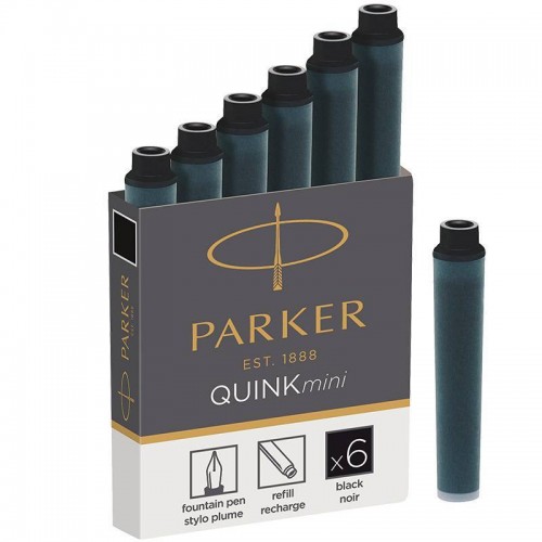 Черные мини картриджи Parker (Паркер) Quink Mini Cartridges Black 6 шт