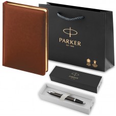 Набор Parker IM Core Dark Espresso CT из шариковой ручки и ежедневника коричневого цвета