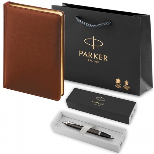 Набор Parker IM Core Dark Espresso CT из шариковой ручки и ежедневника коричневого цвета