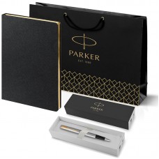Набор Parker Jotter Stainless Steel GT из перьевой ручки и черного ежедневника недатированного
