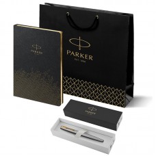 Набор Parker Jotter Stainless Steel GT из перьевой ручки и ежедневника недатированного черного цвета