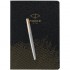 Набор Parker Jotter Stainless Steel GT из перьевой ручки и ежедневника недатированного черного цвета