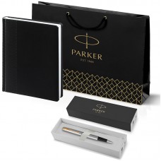 Набор Parker Jotter Stainless Steel GT из перьевой ручки и ежедневника черного цвета