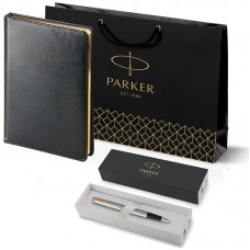 Набор Parker Jotter Stainless Steel GT из перьевой ручки и черного ежедневника