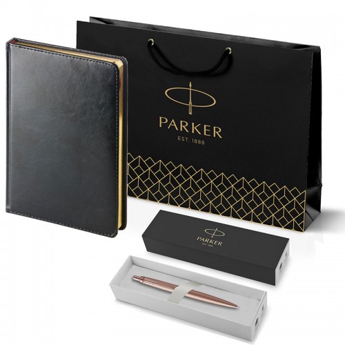 Набор Parker Jotter XL SE20 Monochrome Rose Gold из шариковой ручки и ежедневника черного цвета