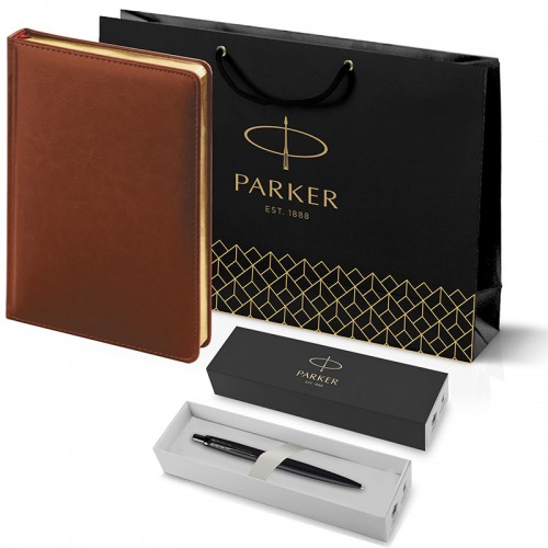 Набор Parker Jotter XL SE20 Monochrome Black из шариковой ручки и ежедневника коричневого цвета