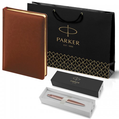Набор Parker Jotter XL SE20 Monochrome Rose Gold из шариковой ручки и ежедневника коричневого цвета