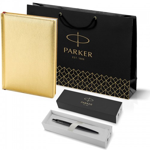 Набор Parker Jotter XL SE20 Monochrome Black из шариковой ручки и ежедневника золотистого цвета