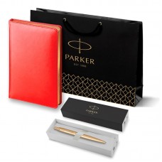 Набор Parker Jotter XL SE20 Monochrome Gold из шариковой ручки и ежедневника красного цвета