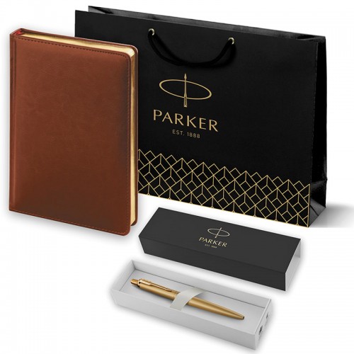 Набор Parker Jotter XL SE20 Monochrome Gold из шариковой ручки и ежедневника коричневого цвета