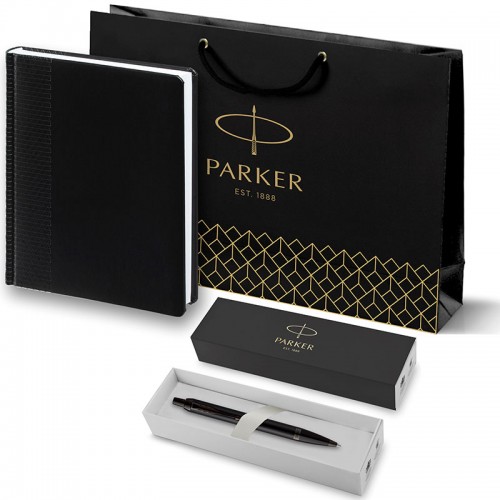 Набор Parker IM Achromatic Matte Black BT из шариковой ручки и ежедневника черного цвета
