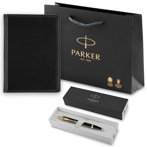 Набор Parker IM Metal Black GT из шариковой ручки и ежедневника недатированного черного цвета