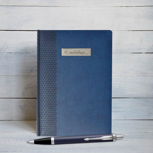 Набор Parker IM Metal Blue CT из шариковой ручки и ежедневника синего цвета