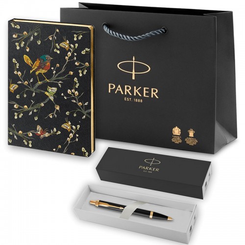 Набор Parker IM Metal Black GT из шариковой ручки и ежедневника черного цвета