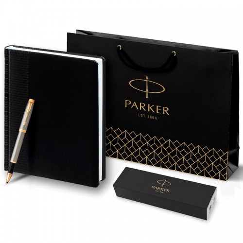 Набор Parker IM Core Brushed Metal GT из ручки-роллера и ежедневника недатированного